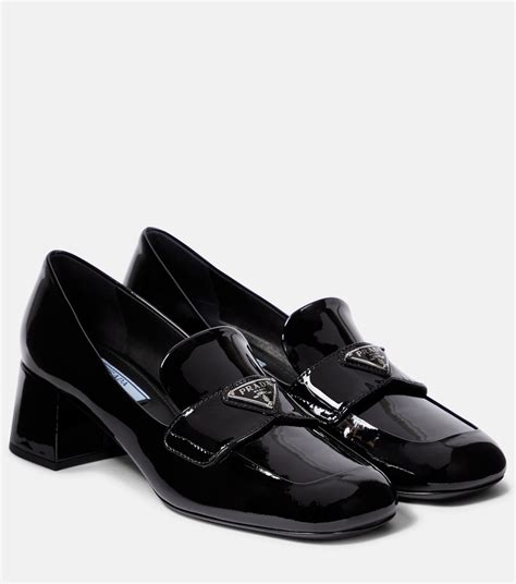 prada black patent leather loafer pumps|prada mary jane pumps.